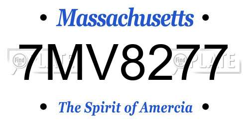 7MV8277 Massachusetts License Plate