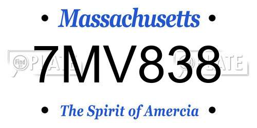 7MV838 Massachusetts License Plate