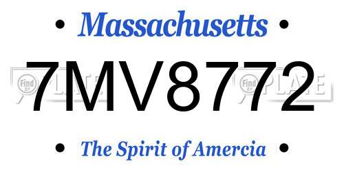 7MV8772 Massachusetts License Plate