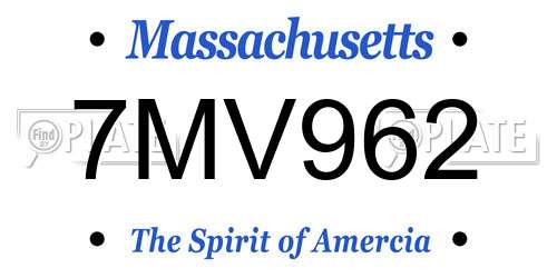 7MV962 Massachusetts License Plate