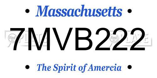 7MVB222 Massachusetts License Plate