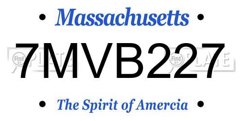 7MVB227 Massachusetts License Plate