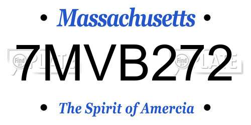 7MVB272 Massachusetts License Plate
