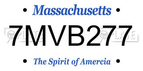 7MVB277 Massachusetts License Plate
