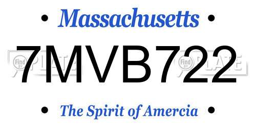 7MVB722 Massachusetts License Plate