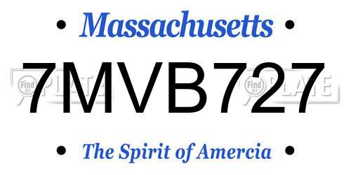 7MVB727 Massachusetts License Plate