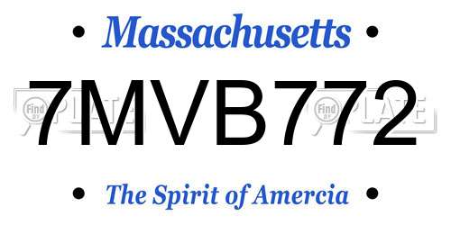 7MVB772 Massachusetts License Plate
