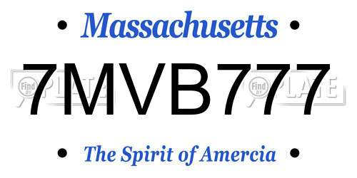 7MVB777 Massachusetts License Plate