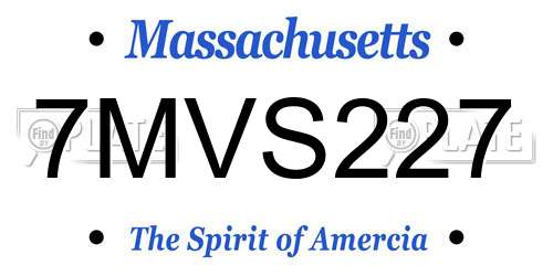 7MVS227 Massachusetts License Plate