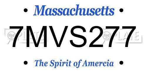7MVS277 Massachusetts License Plate