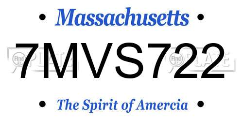 7MVS722 Massachusetts License Plate