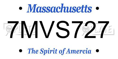 7MVS727 Massachusetts License Plate