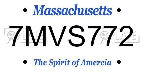 7MVS772 Massachusetts License Plate