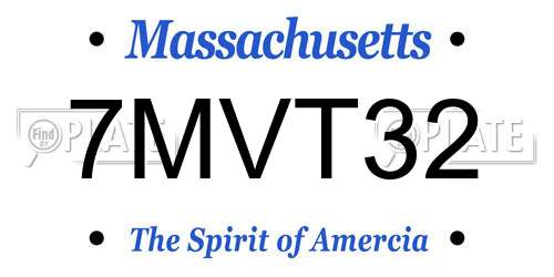 7MVT32 Massachusetts License Plate