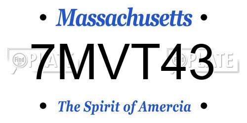 7MVT43 Massachusetts License Plate