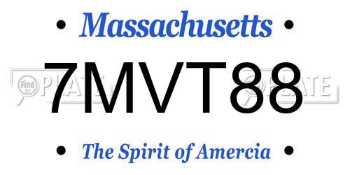 7MVT88 Massachusetts License Plate