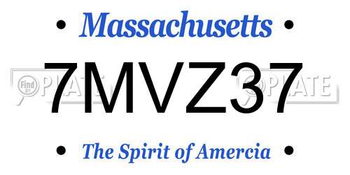 7MVZ37 Massachusetts License Plate