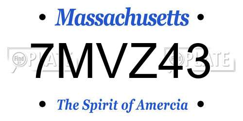 7MVZ43 Massachusetts License Plate
