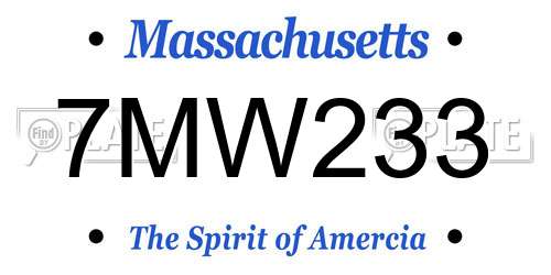 7MW233 Massachusetts License Plate