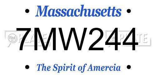 7MW244 Massachusetts License Plate