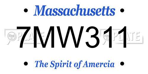 7MW311 Massachusetts License Plate