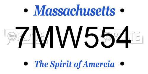 7MW554 Massachusetts License Plate