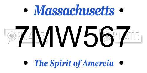 7MW567 Massachusetts License Plate