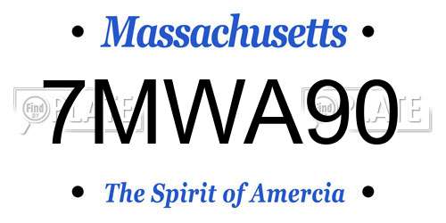 7MWA90 Massachusetts License Plate