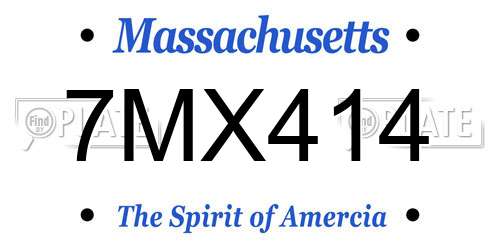 7MX414 Massachusetts License Plate