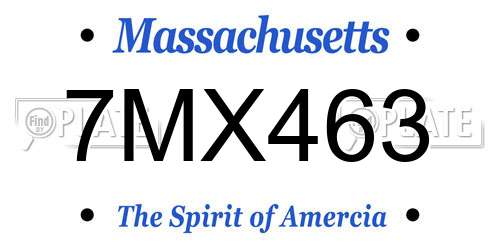 7MX463 Massachusetts License Plate