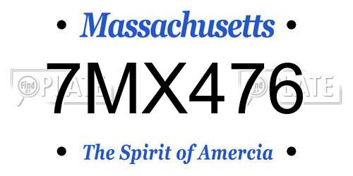 7MX476 Massachusetts License Plate