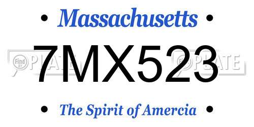 7MX523 Massachusetts License Plate