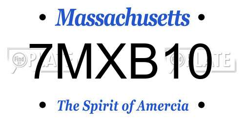 7MXB10 Massachusetts License Plate