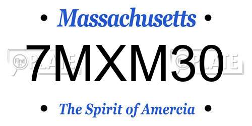 7MXM30 Massachusetts License Plate