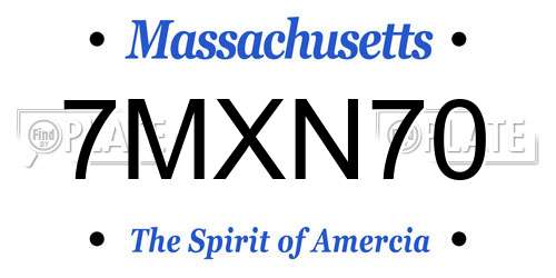 7MXN70 Massachusetts License Plate