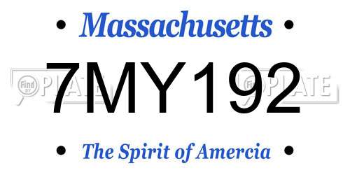 7MY192 Massachusetts License Plate