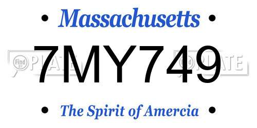 7MY749 Massachusetts License Plate