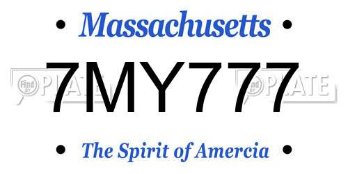 7MY777 Massachusetts License Plate