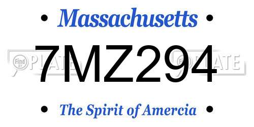 7MZ294 Massachusetts License Plate