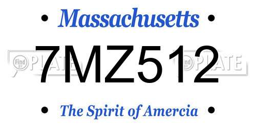 7MZ512 Massachusetts License Plate