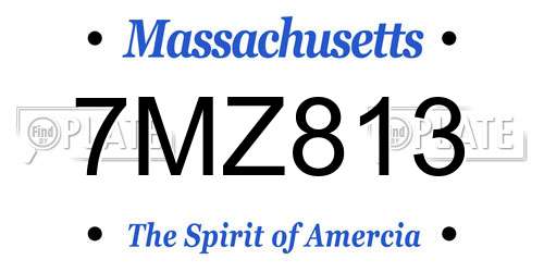 7MZ813 Massachusetts License Plate