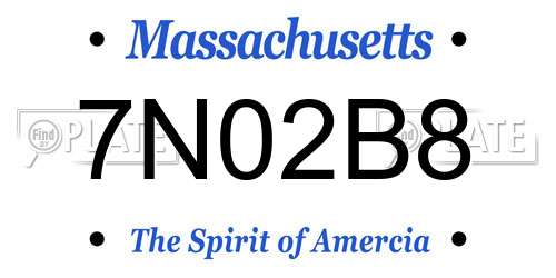 7N02B8 Massachusetts License Plate