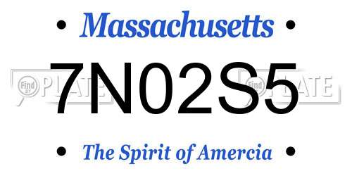 7N02S5 Massachusetts License Plate