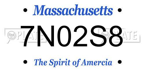 7N02S8 Massachusetts License Plate