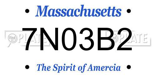 7N03B2 Massachusetts License Plate
