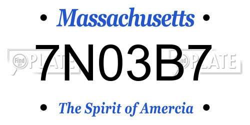 7N03B7 Massachusetts License Plate