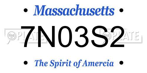 7N03S2 Massachusetts License Plate