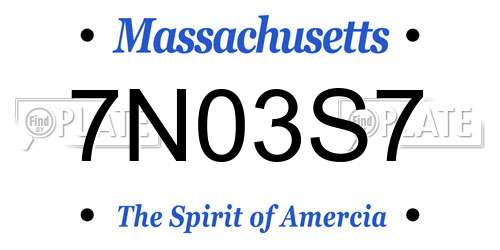 7N03S7 Massachusetts License Plate