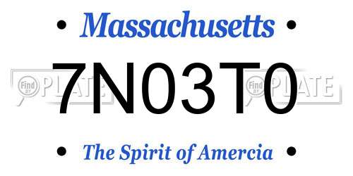 7N03T0 Massachusetts License Plate