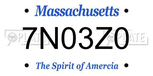 7N03Z0 Massachusetts License Plate